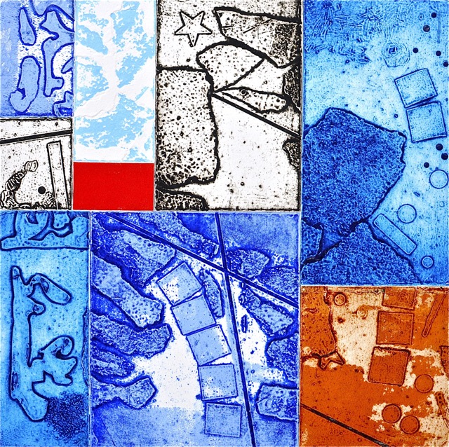 Under bryggan, collografi 32x32, upplaga 10 ex.